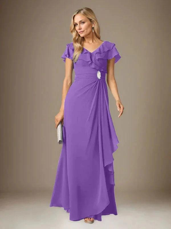 Stormy A-Line V-Neck Ruched Chiffon Dress by Dreamylily