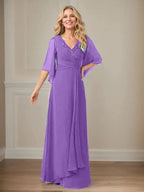 A-Line V-Neck Long Sequins Chiffon Mother Dress by Dreamylily