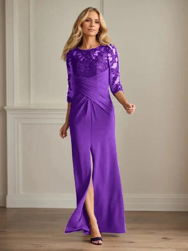 Plum Sheath Lace Stretch Crepe Mother of the Bride Dress by Dreamylily