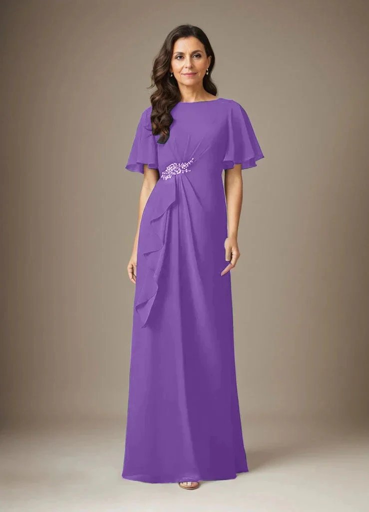Dark Navy Sheath Beaded Chiffon Dress by Dreamylily