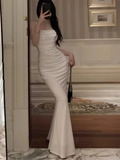 Sexy Spaghetti Straps White Mermaid Evening Dress Long Prom Dress Y7787 by simplepromdress