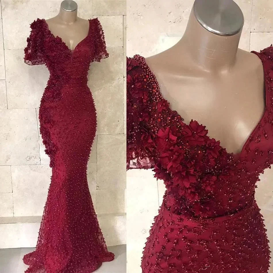 Wrap V Neck Sheath Evening Dress with Beads Petals Y956 by simplepromdress