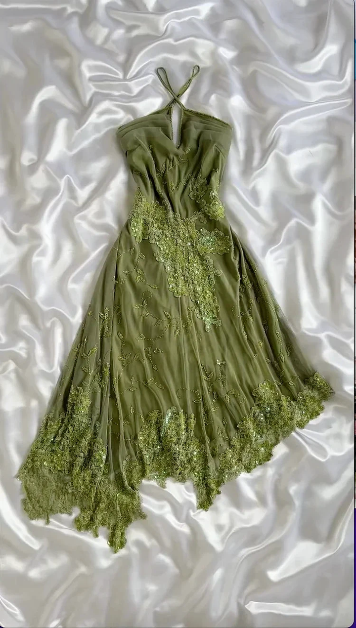 Unique Green Lace Chiffon Sequins Beaded Prom Dress Formal Evening Dress Y8308 by simplepromdress