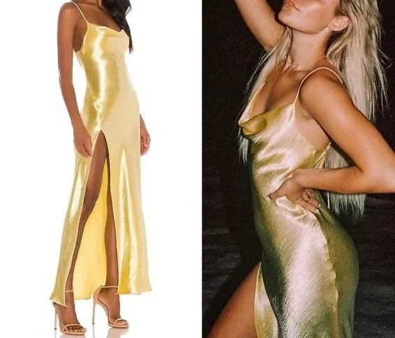 Yellow Simple Prom Dress With Split,Sexy Evening Dress Y1616 by simplepromdress