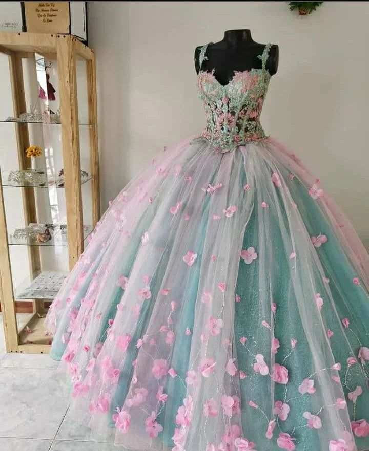 Women's Quinceanera Ball Gown Application Prom Formal Evening Party Gowns for Sweet 15 16 Y2643 by simplepromdress