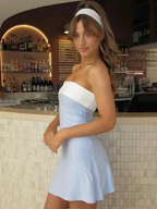 Summer Sleeveless Strapless Mini Tube Dresses For Women Outfit Casual Patchwork Bodycon Beach Holiday Party Dress Homecoming Dress Y7261 by simplepromdress