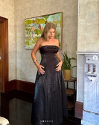 Simple Black Strapless A Line Evening Dress Long Prom Dress Y8303 by simplepromdress