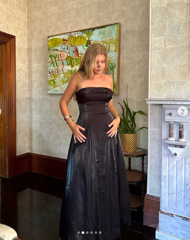 Simple Black Strapless A Line Evening Dress Long Prom Dress Y8303