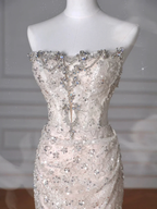 Sparkly Strapless Tulle Sequins Mermaid Prom Dress Long Evening Dress Y8616 by simplepromdress