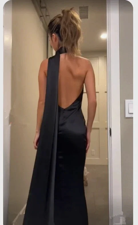 Elegant Black Backless Long Prom Dress Black Evening Dress Y7426 by simplepromdress