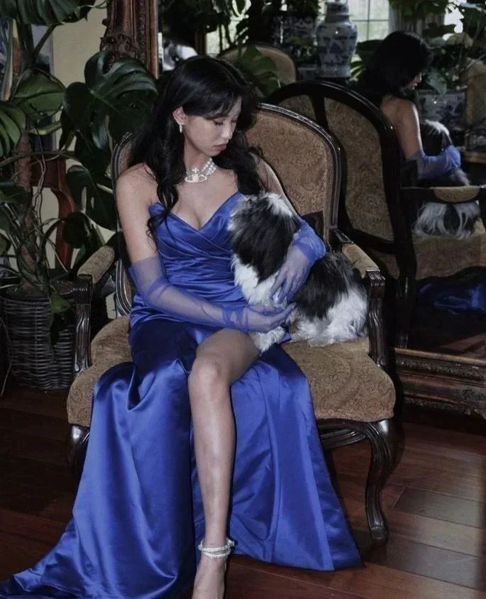 Elegant Blue Satin Long Evening Dress,Pageant Dress Y2621 by simplepromdress