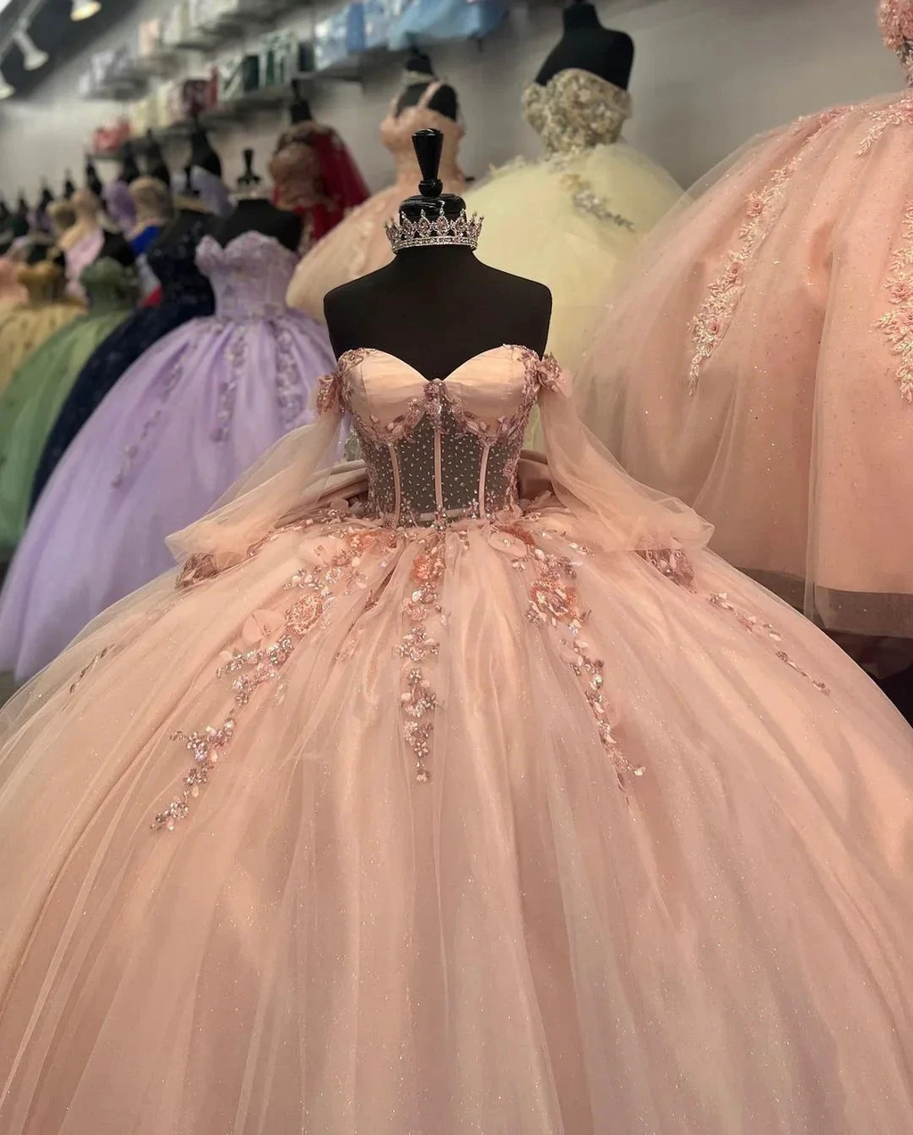 Tulle Appliques Long Sleeve Quinceanera Dress,Ball Gown,Sweet 16 Dress Y5461 by simplepromdress