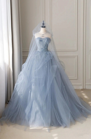 Vestido de tul azul fantasía, vestido azul de quinceañera, vestido de hada Y2398