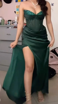 Vintage Green Strapless Prom Dress Long Formal Evening Dress Y8496 by simplepromdress