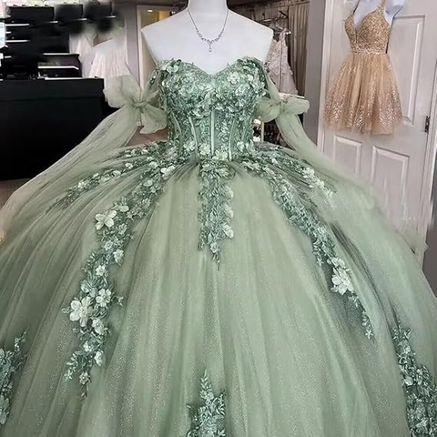 Vestido de quinceañera con apliques de encaje y escote espagueti para mujer, ideal para fiestas de quinceañera, Y3038