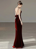 Maroon Mermaid Long Prom Dress,Charming Evening Dress Y1639 by simplepromdress