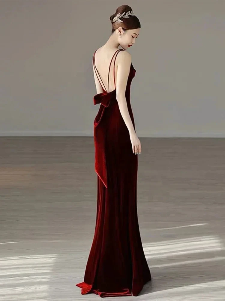 Maroon Mermaid Long Prom Dress,Charming Evening Dress Y1639 by simplepromdress