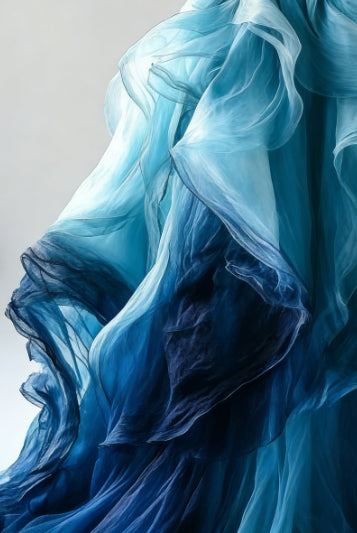 Luxury Ombre Blue Organza Evening Dress A Line Off The Shoulder Prom Dress (ZD01111)