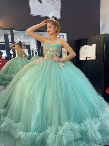 Vestido de fiesta de tul sin tirantes, vestido de quinceañera, vestido de princesa, Y2459