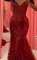 Charming Red Tulle Lace Mermaid Prom Dress Evening Gown Y7854 by simplepromdress