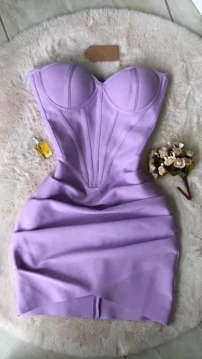 Lavender Strapless Draped Mini Bandage Dress Lavender Homecoming Dress Y4037 by simplepromdress