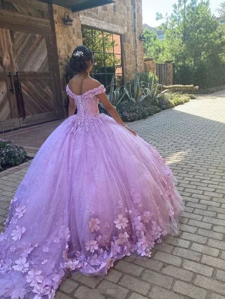 Luxurious Lavender Off The Shoulder Ball Gown,Sweet 16 Dress,Princess Dress Y7182 by simplepromdress