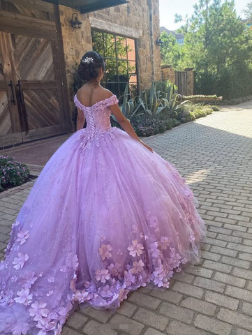 Luxurious Lavender Off The Shoulder Ball Gown,Sweet 16 Dress,Princess Dress Y7182