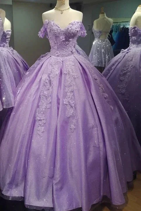 Princess Lilac Off the Shoulder Ball Gown Y4359 by simplepromdress