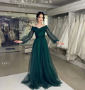 A Line Green Tulle Evening Dresses Formal Prom Dress Dubai Party Gown Y4316 by simplepromdress