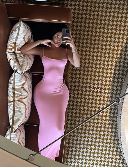 Light Skims Pink Bodycon Dress,Sexy Light Pink Evening Dress,Light Pink Maxi Dress Y4094 by simplepromdress