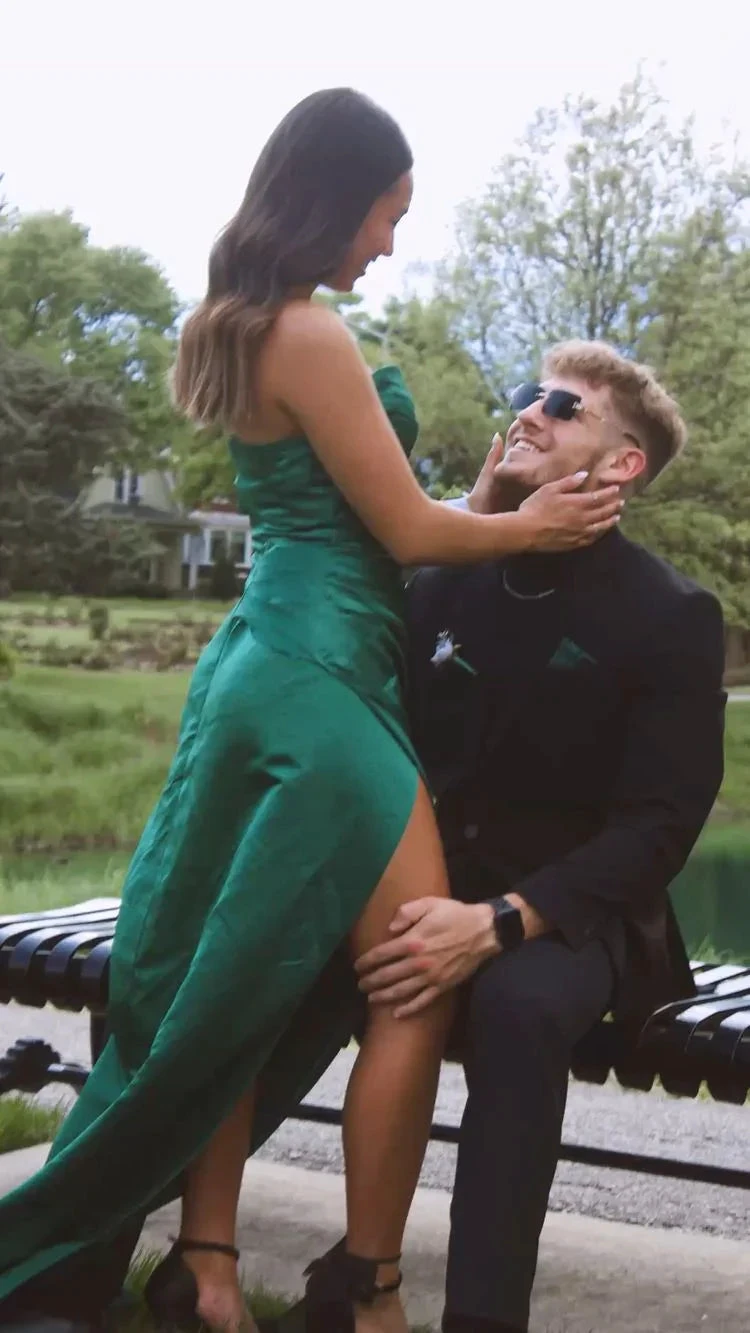 Sweetheart Green Satin Long Prom Dress,Charming Evening Dress Y1735 by simplepromdress