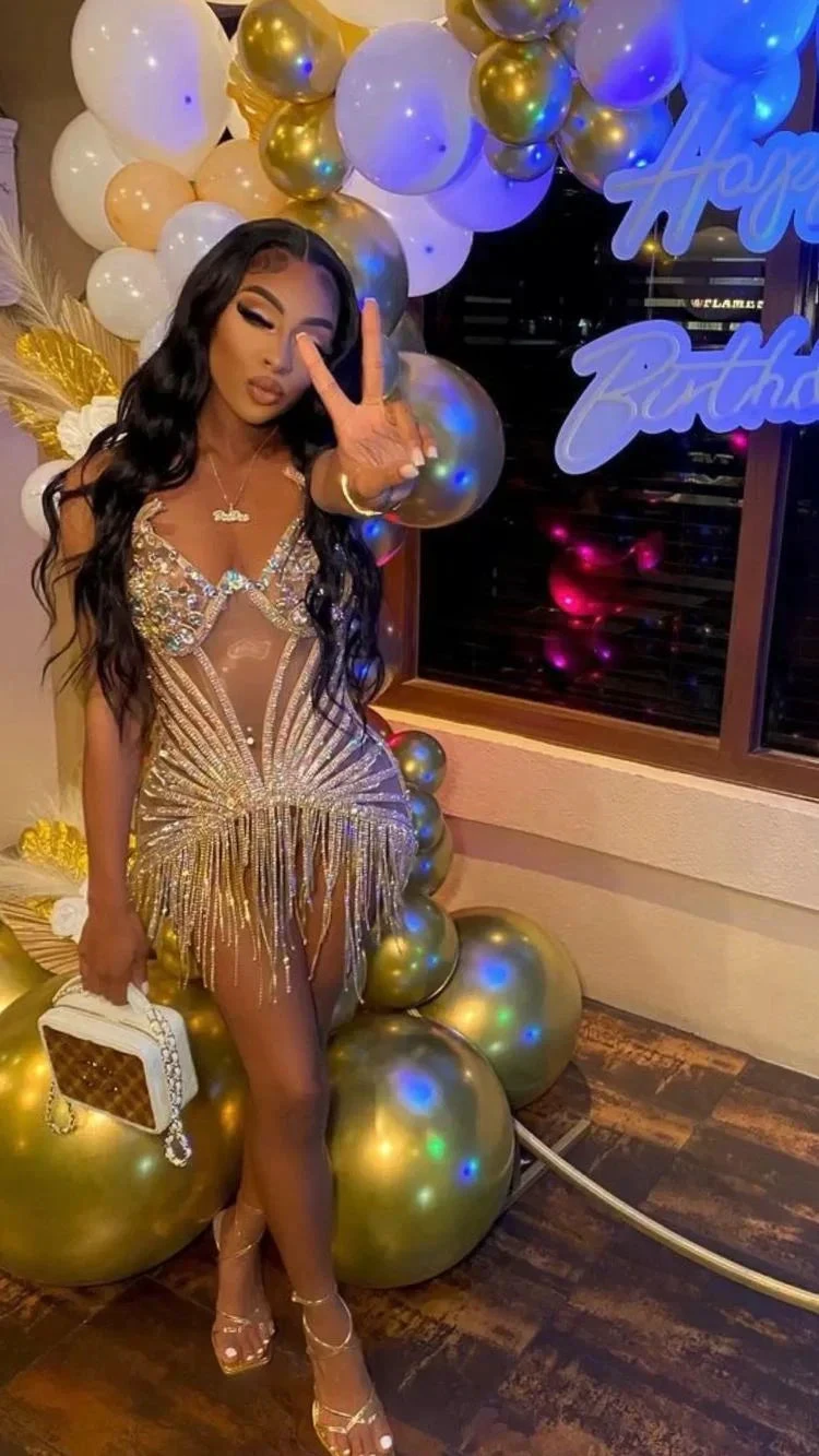 Sparkly 22th Birthday Party Dress Sexy Homecoming Dress with Tassel Y2329 by simplepromdress