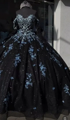 Unique Black and Light Blue Quinceanera Dress Princess Dress Sweet 16 Dress Ball Gown Y4319 by simplepromdress
