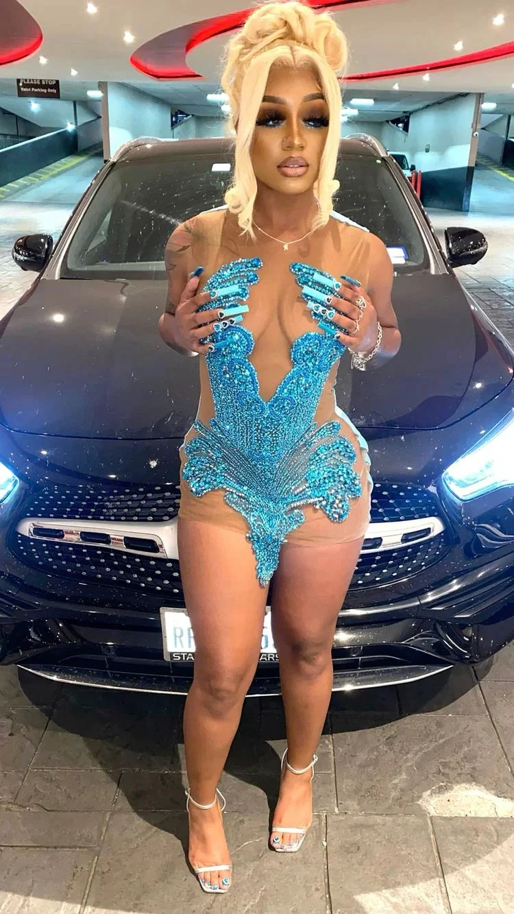 Sexy Blue Sleeveless Homecoming Dress 22nd Birthday Outfit Dress For Black Girls Y2239 by simplepromdress