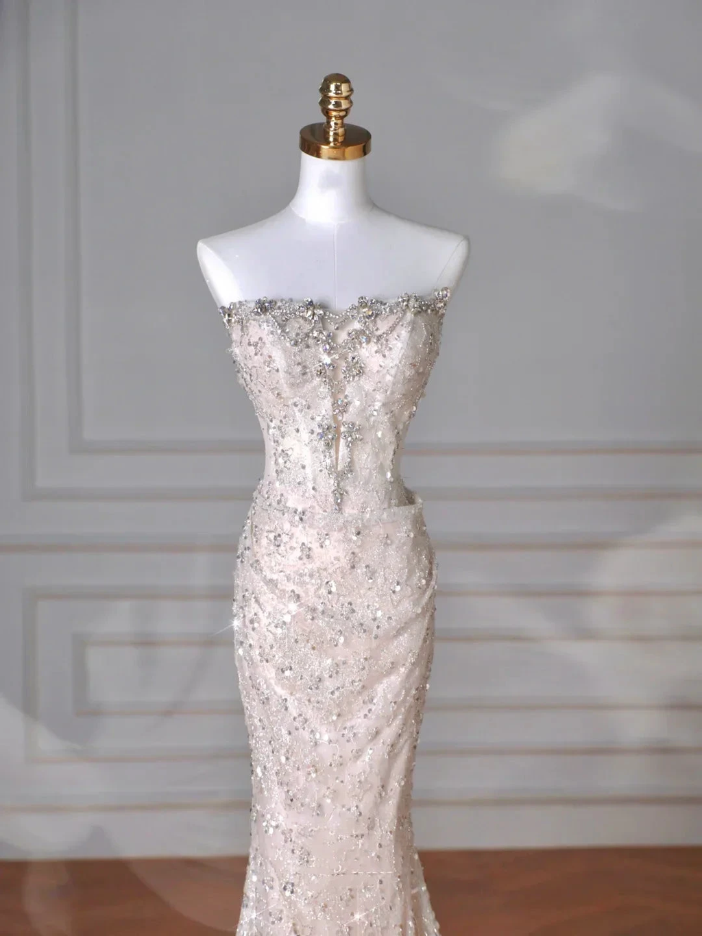 Sparkly Strapless Tulle Sequins Mermaid Prom Dress Long Evening Dress Y8616 by simplepromdress
