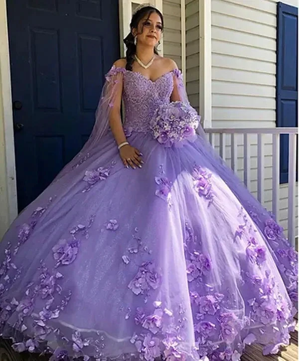 Pink Sweet 16 Dress,Pink Ball Gown With 3D Flowers,Pink Princess Dress Y2337 by simplepromdress
