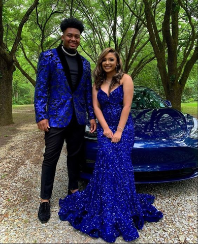 Glitter Royal Blue Mermaid Prom Dress Royal Blue Evening Dress Y5629