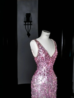 Gorgeous Pink V Neck Sequins Long Prom Dress Evening Dress Y8688 by simplepromdress