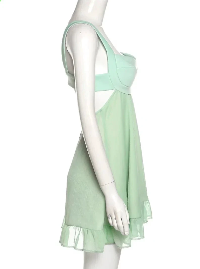 Green A-line Mini Homecoming Dress Backless Party Dress Y2510 by simplepromdress