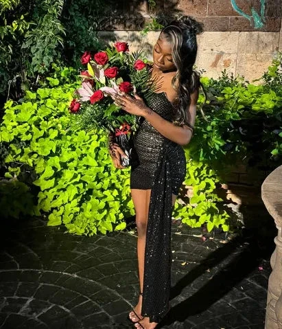 Chic Black Strapless Sheath Homecoming Dress Graduation Dress Y7926 by simplepromdress