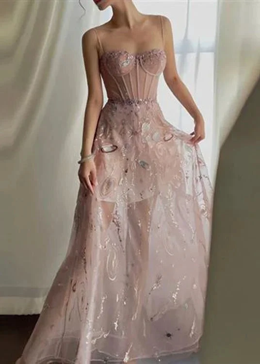 Sexy Pink A-line Prom Dress Pink Evening Gown Y6541 by simplepromdress