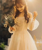 Champagne tulle long prom dress, champagne tulle evening dress Y257 by simplepromdress