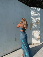 Shiny Spaghetti Straps Sheath Slit Prom Dress Long Evening Dress Y7443 by simplepromdress