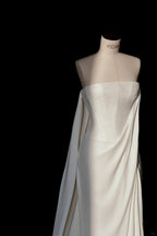 Simple Strapless Satin Lace Sheath Long Prom Dress White Evening Dress Y8689 by simplepromdress