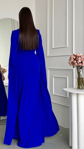 Vestido de noche largo azul rey para mujer Y4646
