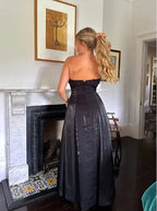 Simple Black Strapless A Line Evening Dress Long Prom Dress Y8303 by simplepromdress
