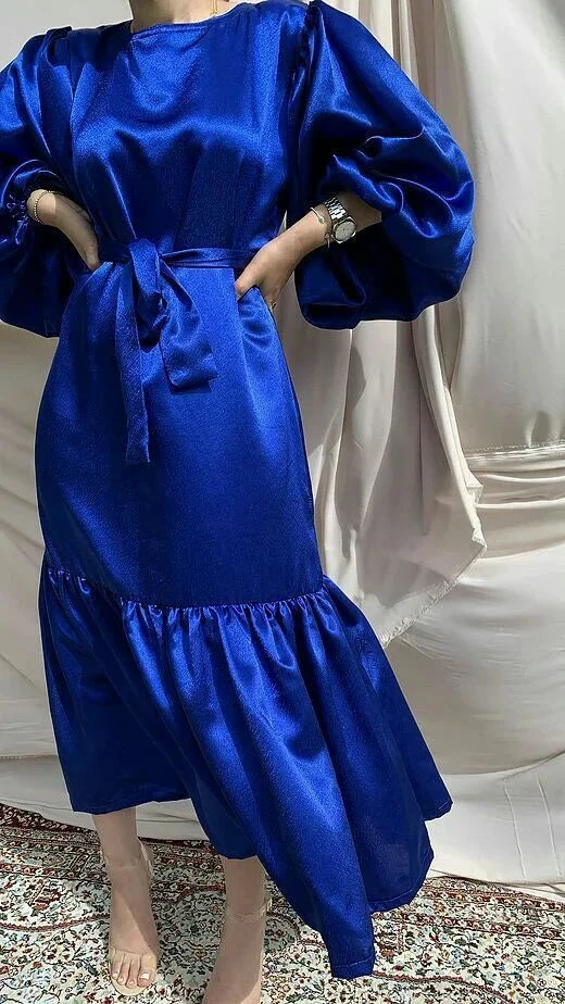 Royal Blue Lantern Sleeves Evening Dress,Simple Party Dress Y5513 by simplepromdress