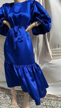 Royal Blue Lantern Sleeves Evening Dress,Simple Party Dress Y5513 by simplepromdress