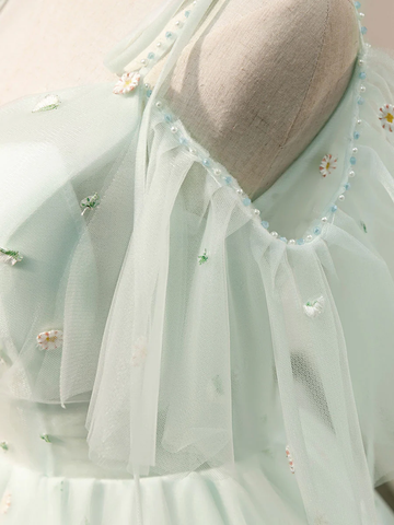 Simple Sweetheart Neck Tulle Short Dresses Puffy Green Homecoming Dresses Y2409