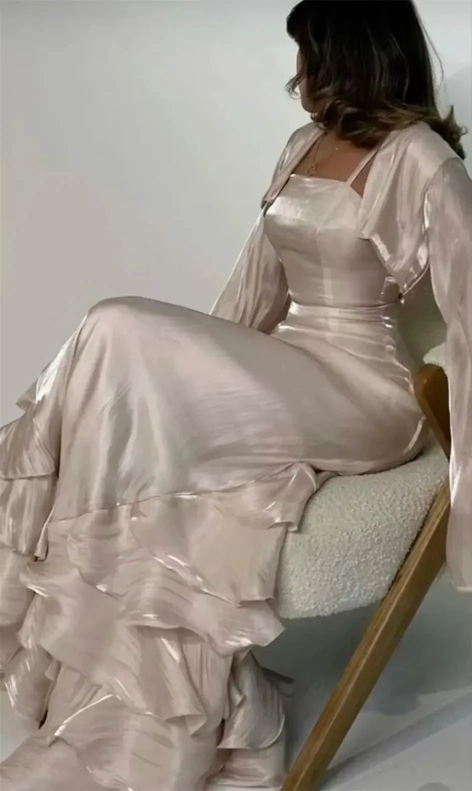Vintage Prom Dresses with Pleated Ruffles Floor Length Evening Gown Y4595 by simplepromdress